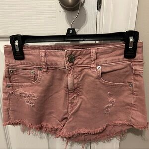 American Eagle Outfitters Pink Distressed Jean Shorts